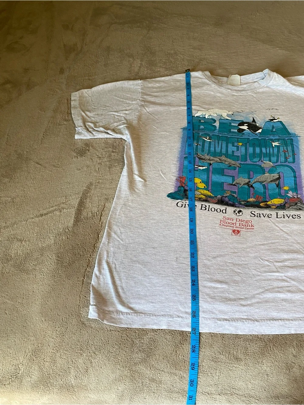 Vintage Sea Hometown Hero Give Blood Save Lives T Shirt XL Ocean Graphic